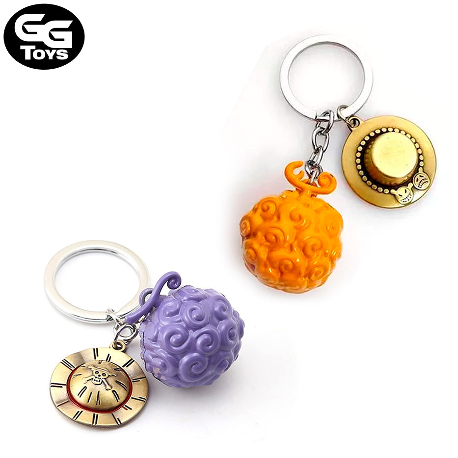 Llavero Fruta gomu gomu y mera mera - One Piece 3 cm - Aleación de Zinc