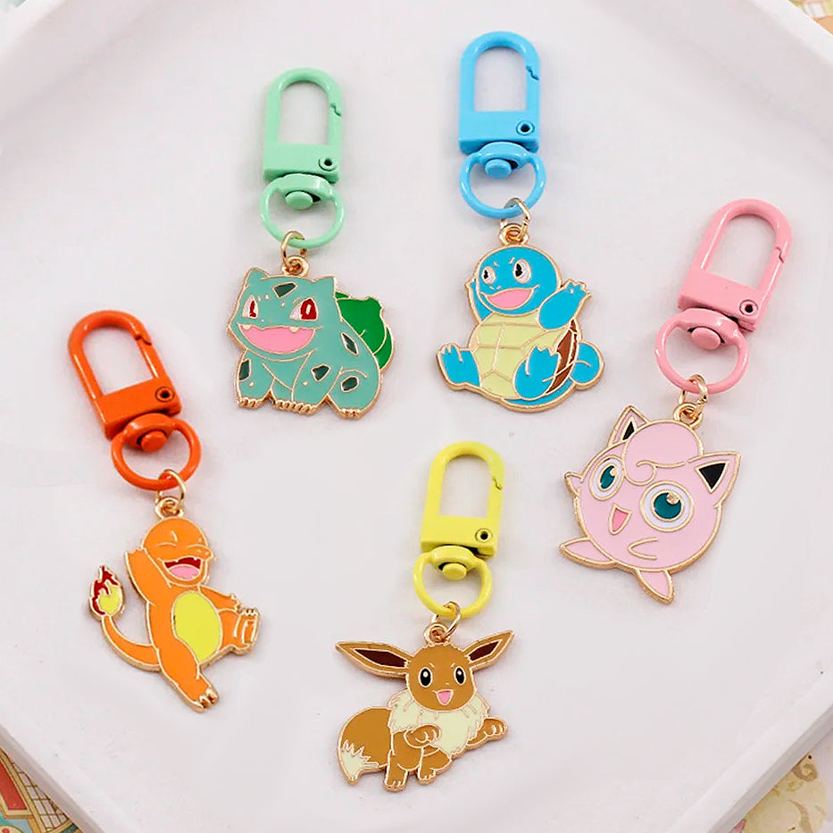 Charmander, Bulbasaur, Squirtle, Eeeve, Jigglypuff - Pokemon - Llavero 5 cm - Aleación de Zinc