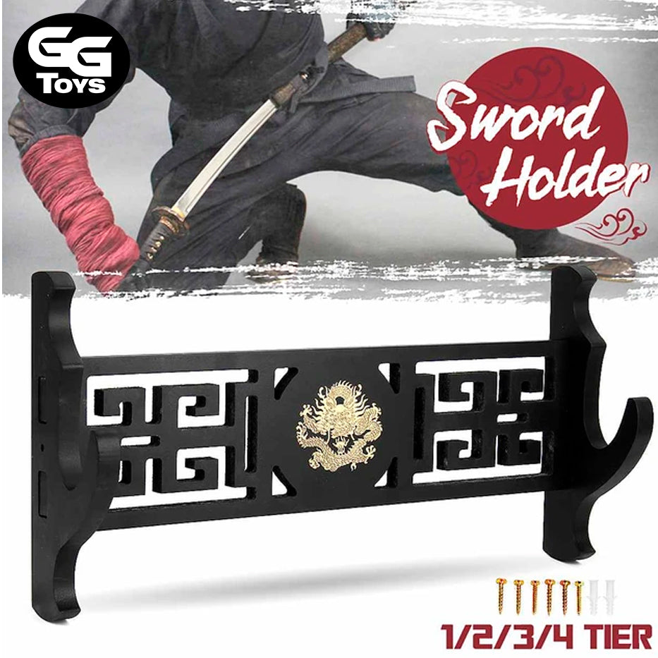 Soporte para Espadas para Pared - Medidas 37 × 9,5 × 19,5 cm - En Caja - Tablero MDF