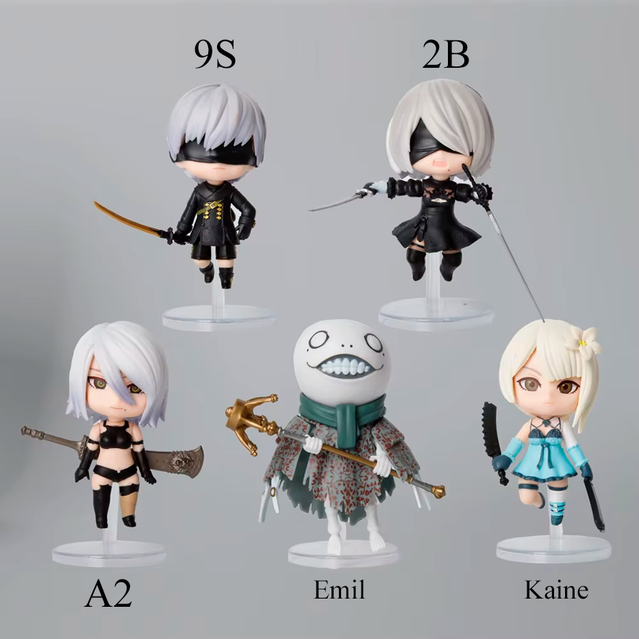 Chibis A2, 2B, 9S, Emil, Kaine - NieR: Automata - Figura de Acción 10 cm - En Caja - PVC / Plástico