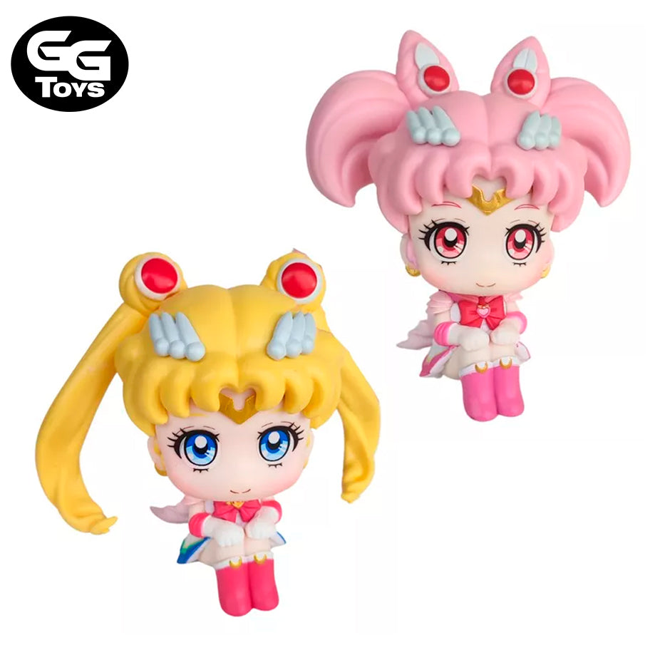 Serena y Rini Chibis - Sailor Moon - Figura de Acción 7 cm - PVC / Plástico