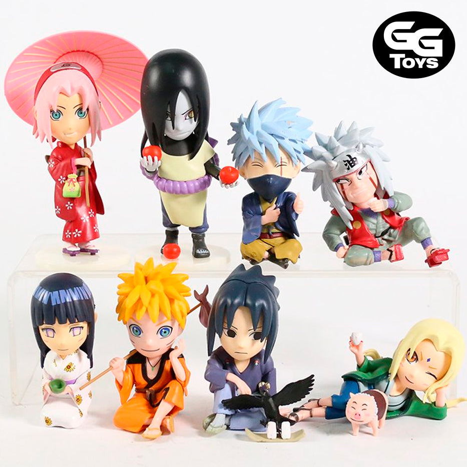 Chibis Naruto, Kakashi, Sakura, Hinata, Sasuke, Orochimaru, Jiraiya, Tsunade Estilo Japonés - Naruto Shippuden - Figura de Acción 8 cm - PVC / Plástico