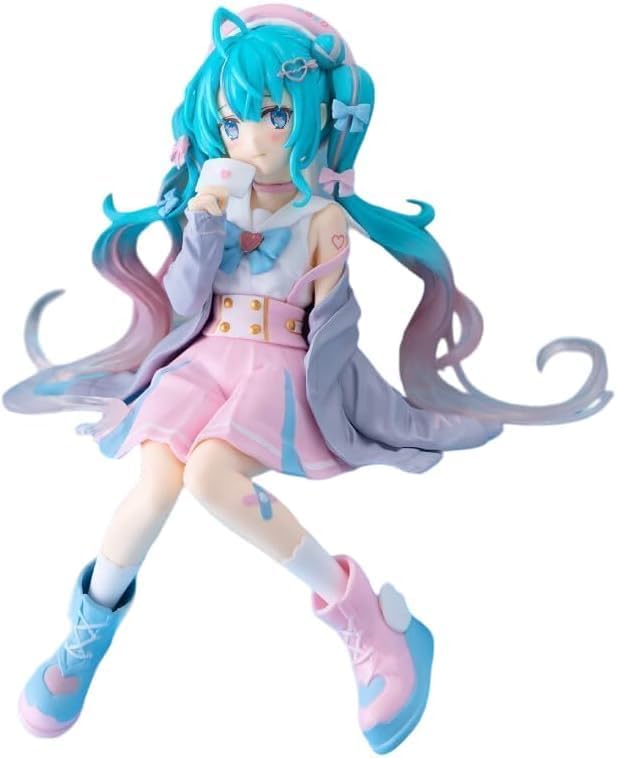 Hatsune Miku sentada- Vocaloid - Figura de Acción 19 cm - En Caja - PVC / Plástico