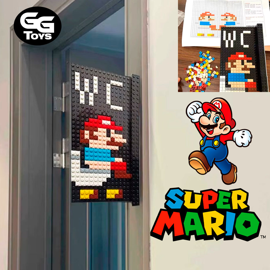 Letrero Legos Armables Baño Mario - Mario Bros - Model Kit Doble Lado - PVC / Plástico
