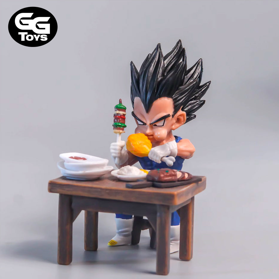 Goku y Vegeta Comiendo - Dragon Ball - Figura de Acción 8 cm - En Caja - PVC / Plástico