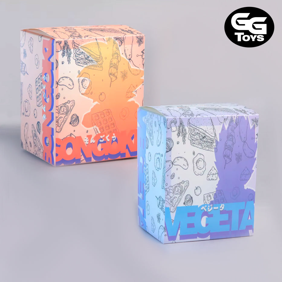 Goku y Vegeta Comiendo - Dragon Ball - Figura de Acción 8 cm - En Caja - PVC / Plástico