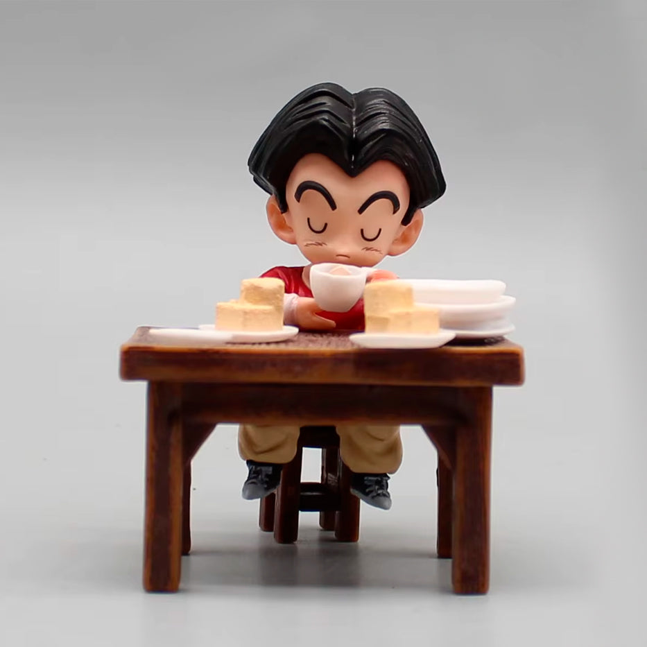 Androide 18, Gohan, Krillin Comiendo - Dragon Ball Z - Figura de Acción 8 cm - En Caja - PVC / Plástico