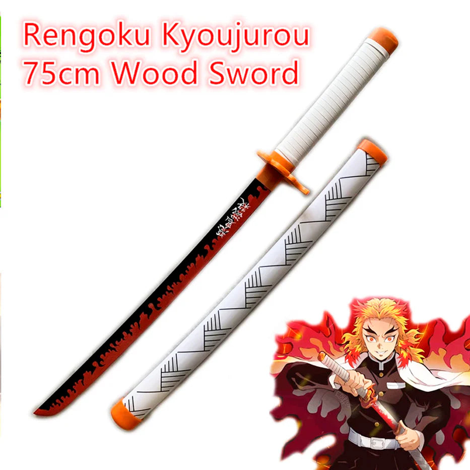 PRÓXIMAMENTE Espada Katana Rengoku - Demon Slayer - Cosplay 80 cm - Sellado en Plástico - Madera