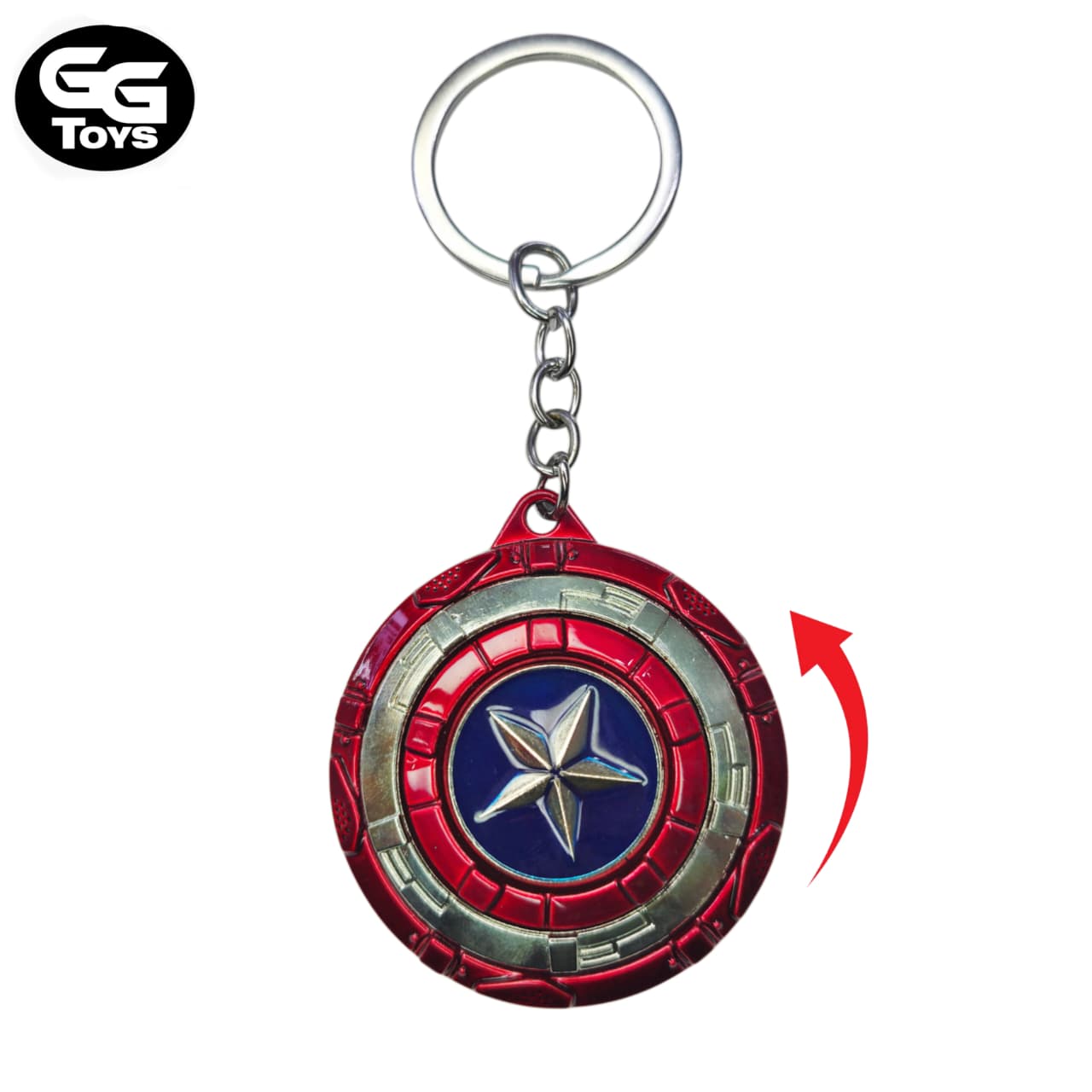 Escudo Capitan America- Marvel- Llavero Giratorio 10 cm - Aleación de Zinc