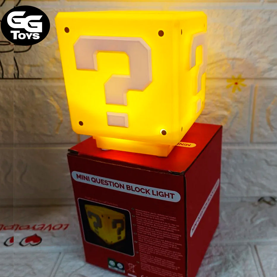 Bloque Pregunta Lampara - Mario Bros - Lámpara Recargable 13 cm - En Caja - PVC / Plástico