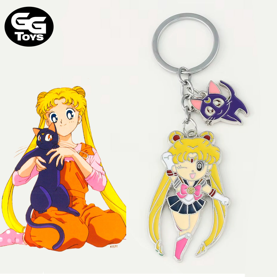 Llavero Usagi y Luna - Sailor Moon - 7 cm - Aleación de Zinc