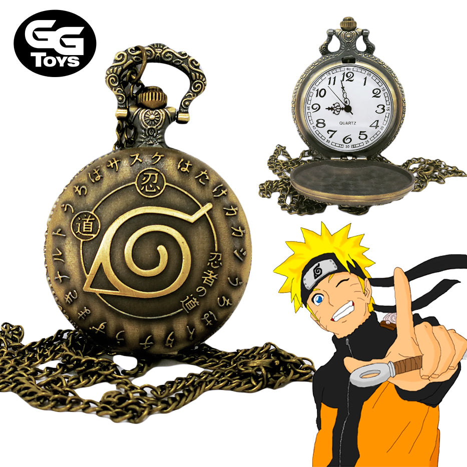Reloj de Bolsillo - Aldea de la Hoja - Naruto - 5 cm - Aleación de Zinc