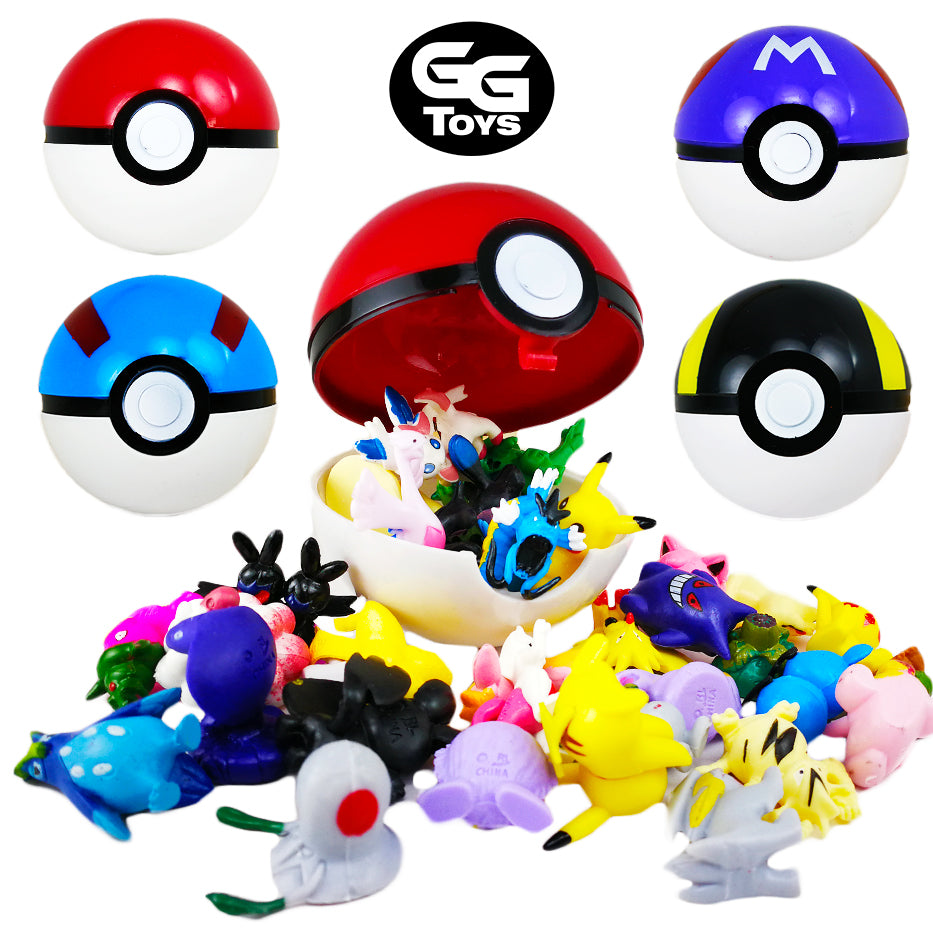 Pokebola + 5 Figuras de Pokemon al Azar - PVC / Plástico