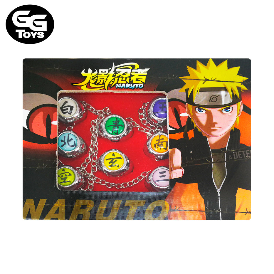 Anillos de Akatsuki - 10 Unidades en Caja - Naruto Shippuden - Aleación de Zinc - GG Toys