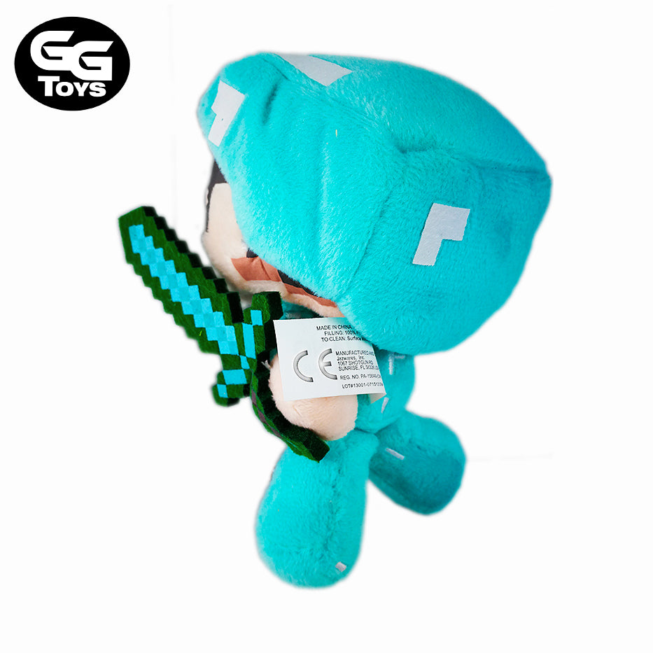Steve Diamante Armor - Minecraft - Peluche 16 cm - Algodón/ Felpa