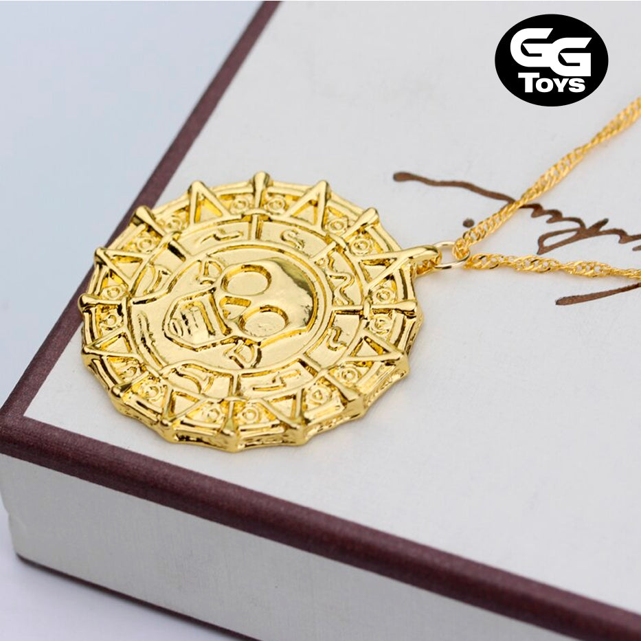 Collar Moneda Dorada - Piratas del Caribe 5 cm - Aleación de Zinc