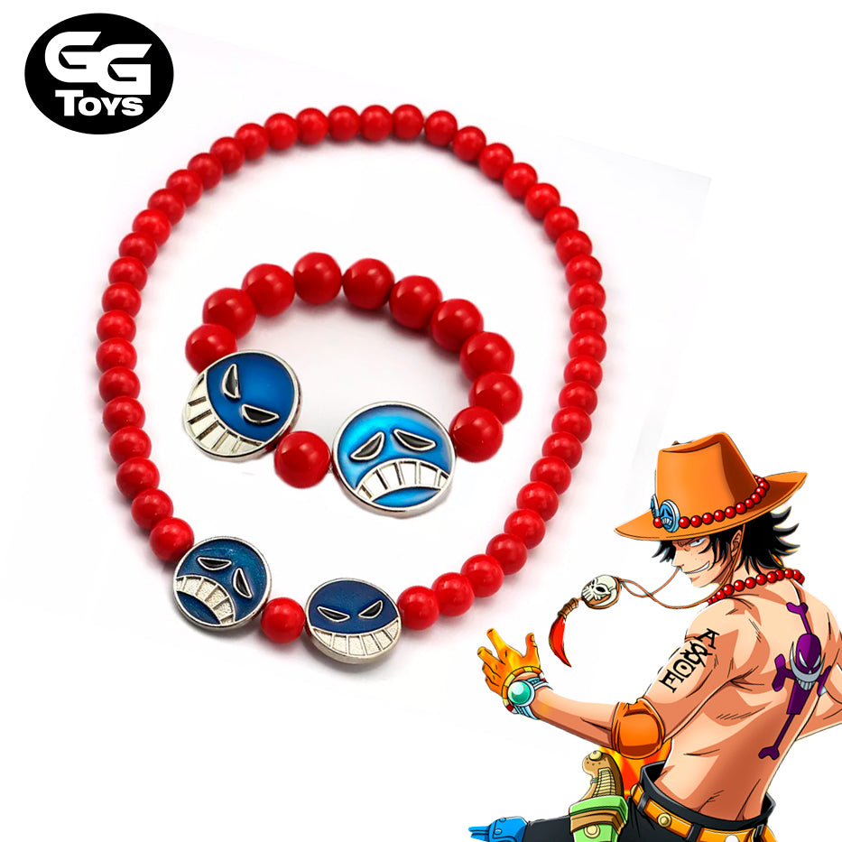 Collar y Pulsera de Ace - One Piece - Cosplay - PVC/ Plástico - En Caja