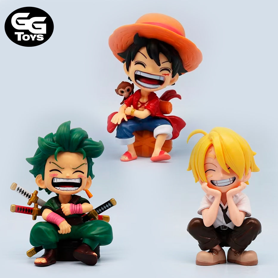 PRÓXIMAMENTE Luffy, Zoro & Sanji Sentados - One Piece - Figura de Acción 13 cm - En Caja - PVC / Plástico