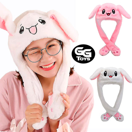 Gorro Cute Rosado y Blanco - Peluche 58 cm - Algodón/ Felpa