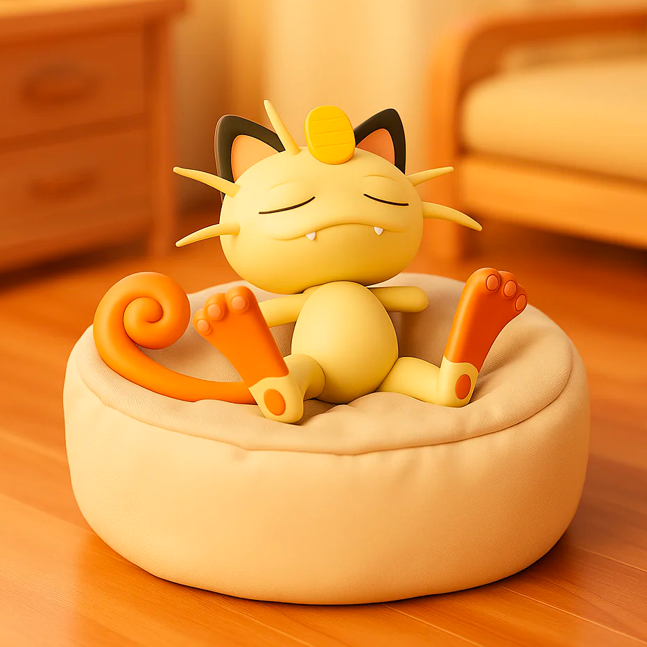 Meowth Durmiendo - Pokemon - Figura de Acción 6 cm - En Caja - PVC / Plástico