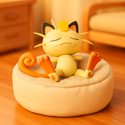 Meowth Durmiendo - Pokemon - Figura de Acción 6 cm - En Caja - PVC / Plástico