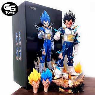 Vegeta SSJ Blue 3 Cabezas - Dragon Ball - Figura de Acción 50 cm - En Caja - PVC / Plástico